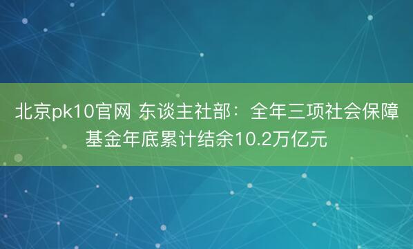 北京pk10官网 东谈主社部:全年三项社会保障基金年底累计结余10.2万亿元