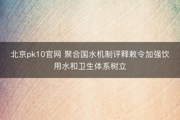 北京pk10官网 聚合国水机制评释敕令加强饮用水和卫生体系树立