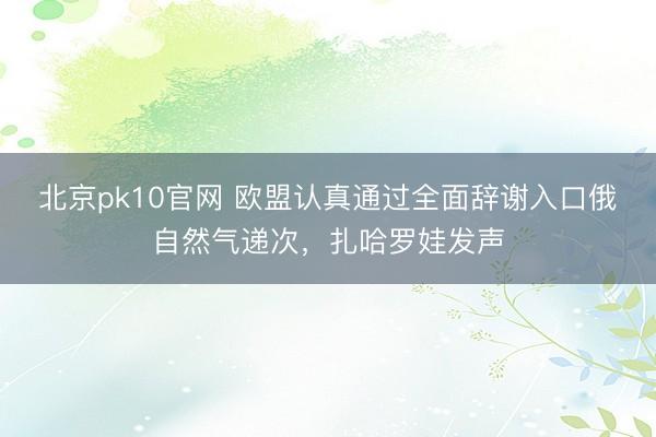 北京pk10官网 欧盟认真通过全面辞谢入口俄自然气递次，扎哈罗娃发声
