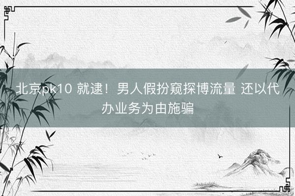 北京pk10 就逮！男人假扮窥探博流量 还以代办业务为由施骗