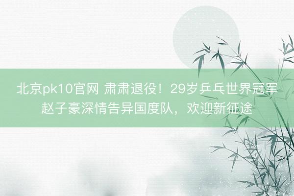 北京pk10官网 肃肃退役！29岁乒乓世界冠军赵子豪深情告异国度队，欢迎新征途