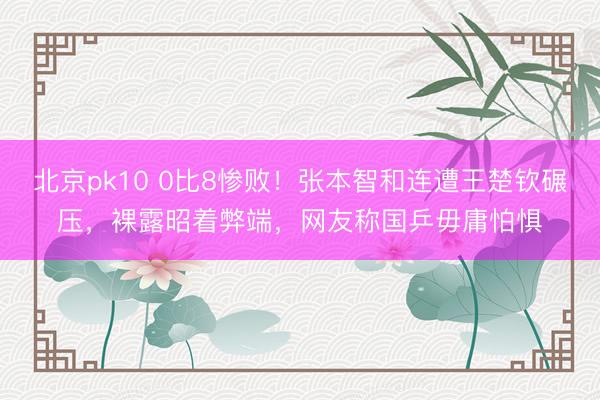 北京pk10 0比8惨败！张本智和连遭王楚钦碾压，裸露昭着弊端，网友称国乒毋庸怕惧