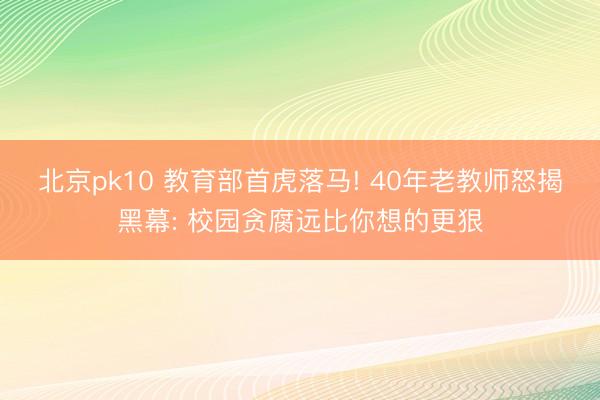 北京pk10 教育部首虎落马! 40年老教师怒揭黑幕: 校园贪腐远比你想的更狠