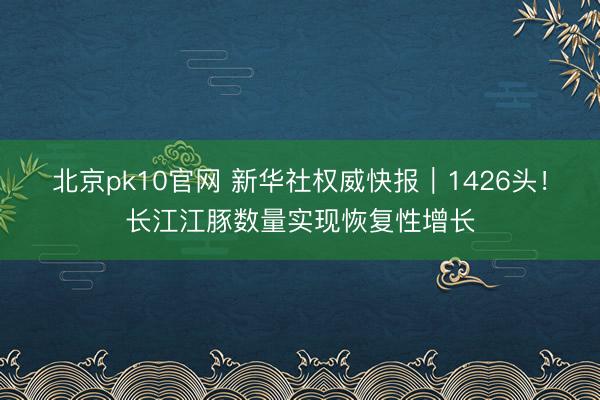 北京pk10官网 新华社权威快报｜1426头！长江江豚数量实现恢复性增长