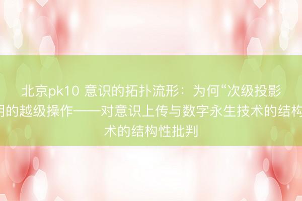 北京pk10 意识的拓扑流形：为何“次级投影”是文明的越级操作——对意识上传与数字永生技术的结构性批判