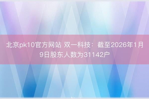 北京pk10官方网站 双一科技：截至2026年1月9日股东人数为31142户