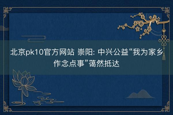 北京pk10官方网站 崇阳: 中兴公益“我为家乡作念点事”蔼然抵达