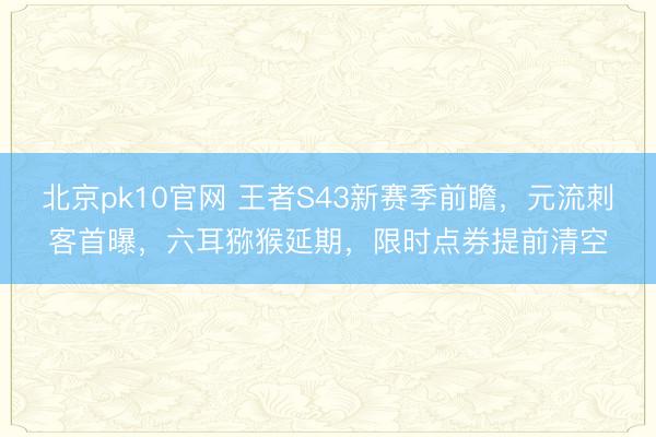 北京pk10官网 王者S43新赛季前瞻，元流刺客首曝，六耳猕猴延期，限时点券提前清空