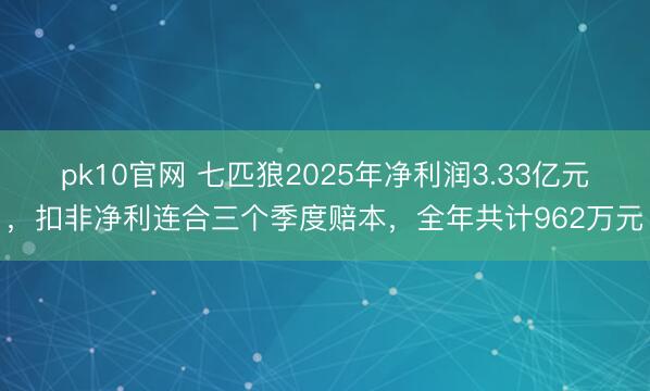 pk10官网 七匹狼2025年净利润3.33亿元,扣非净利连合三个季度赔本,全年共计962万元