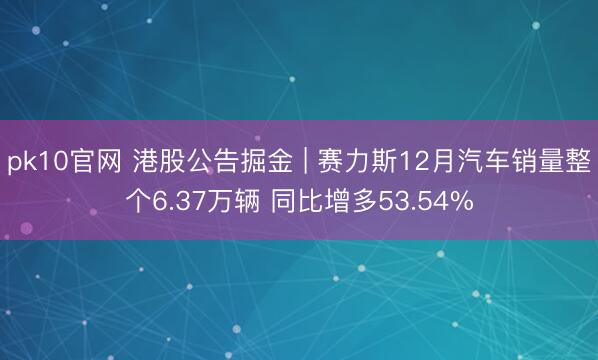 pk10官网 港股公告掘金 | 赛力斯12月汽车销量整个6.37万辆 同比增多53.54%