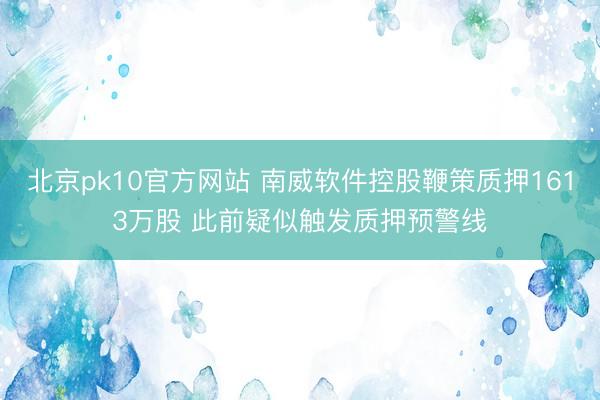 北京pk10官方网站 南威软件控股鞭策质押1613万股 此前疑似触发质押预警线