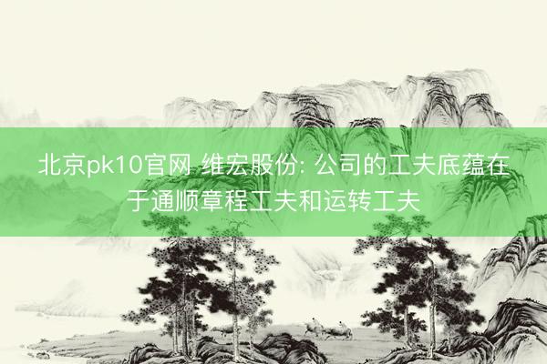 北京pk10官网 维宏股份: 公司的工夫底蕴在于通顺章程工夫和运转工夫