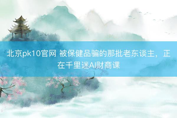 北京pk10官网 被保健品骗的那批老东谈主,正在千里迷AI财商课