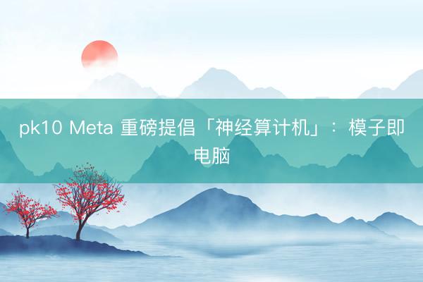 pk10 Meta 重磅提倡「神经算计机」:模子即电脑