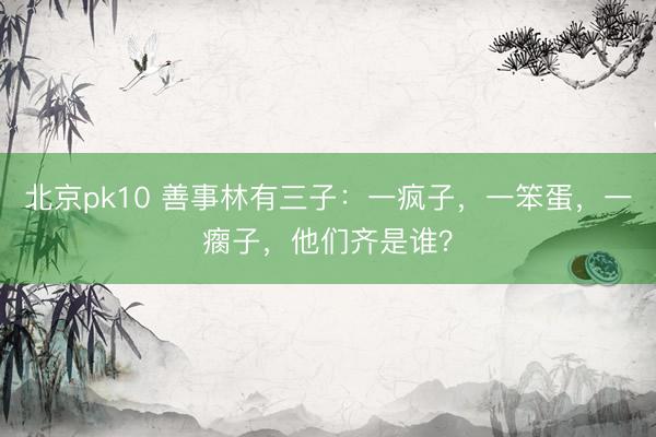 北京pk10 善事林有三子:一疯子,一笨蛋,一瘸子,他们齐是谁?