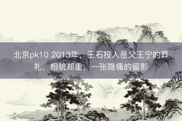 北京pk10 2013年，王石投入岳父王宁的葬礼，相貌郑重，一张隐痛的留影