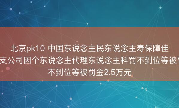 北京pk10 中国东说念主民东说念主寿保障佳木斯市中心支公司因个东说念主代理东说念主科罚不到位等被罚金2.5万元
