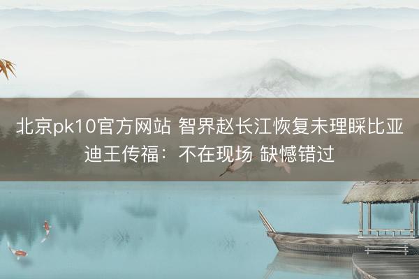 北京pk10官方网站 智界赵长江恢复未理睬比亚迪王传福：不在现场 缺憾错过