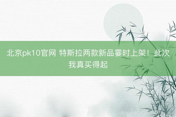 北京pk10官网 特斯拉两款新品霎时上架！此次我真买得起