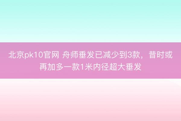 北京pk10官网 舟师垂发已减少到3款，昔时或再加多一款1米内径超大垂发