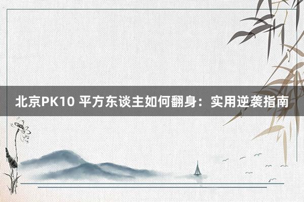 北京PK10 平方东谈主如何翻身：实用逆袭指南