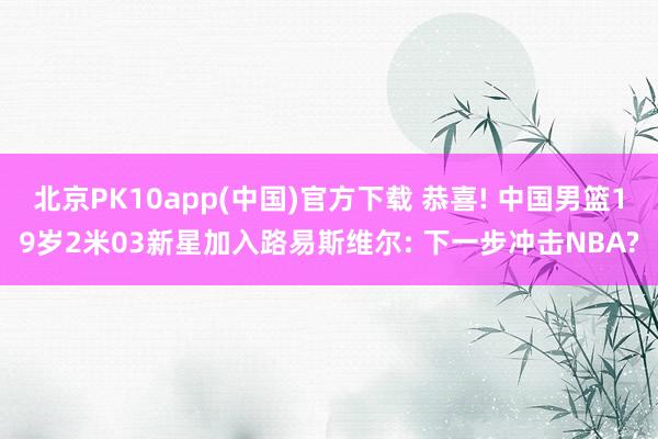 北京PK10app(中国)官方下载 恭喜! 中国男篮19岁2米03新星加入路易斯维尔: 下一步冲击NBA?