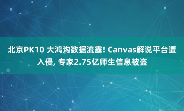 北京PK10 大鸿沟数据流露! Canvas解说平台遭入侵， 专家2.75亿师生信息被盗