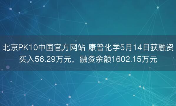 北京PK10中国官方网站 康普化学5月14日获融资买入56.29万元，融资余额1602.15万元