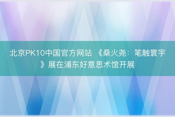 北京PK10中国官方网站 《桑火尧：笔触寰宇》展在浦东好意思术馆开展