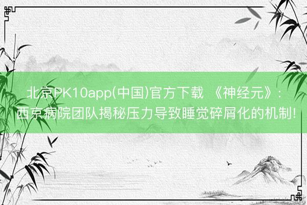北京PK10app(中国)官方下载 《神经元》: 西京病院团队揭秘压力导致睡觉碎屑化的机制!