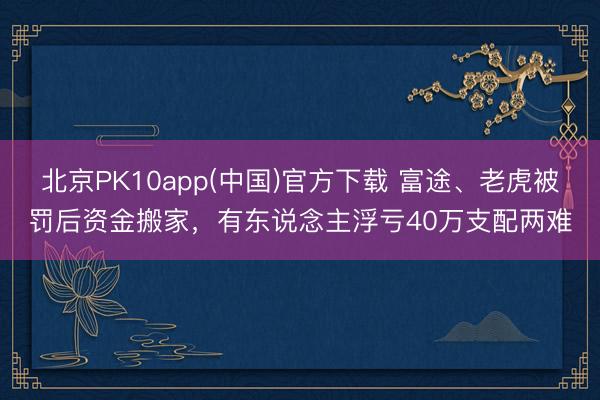 北京PK10app(中国)官方下载 富途、老虎被罚后资金搬家，有东说念主浮亏40万支配两难