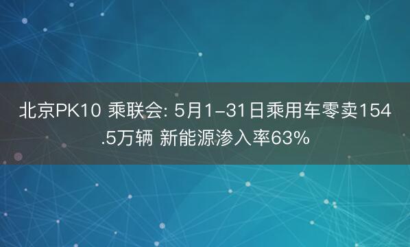 北京PK10 乘联会: 5月1-31日乘用车零卖154.5万辆 新能源渗入率63%