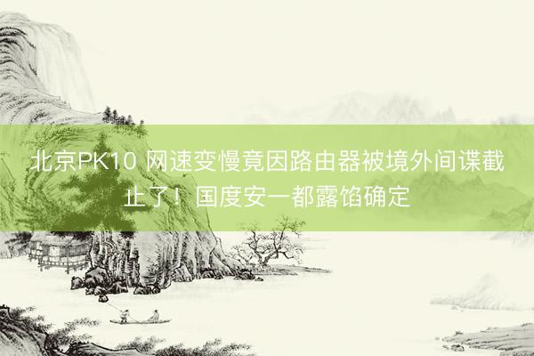 北京PK10 网速变慢竟因路由器被境外间谍截止了！国度安一都露馅确定