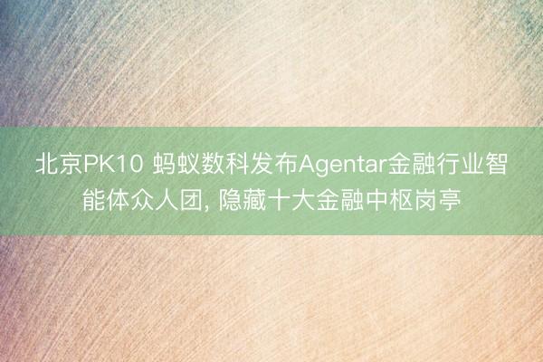 北京PK10 蚂蚁数科发布Agentar金融行业智能体众人团， 隐藏十大金融中枢岗亭