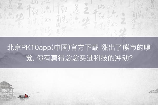 北京PK10app(中国)官方下载 涨出了熊市的嗅觉, 你有莫得念念买进科技的冲动?